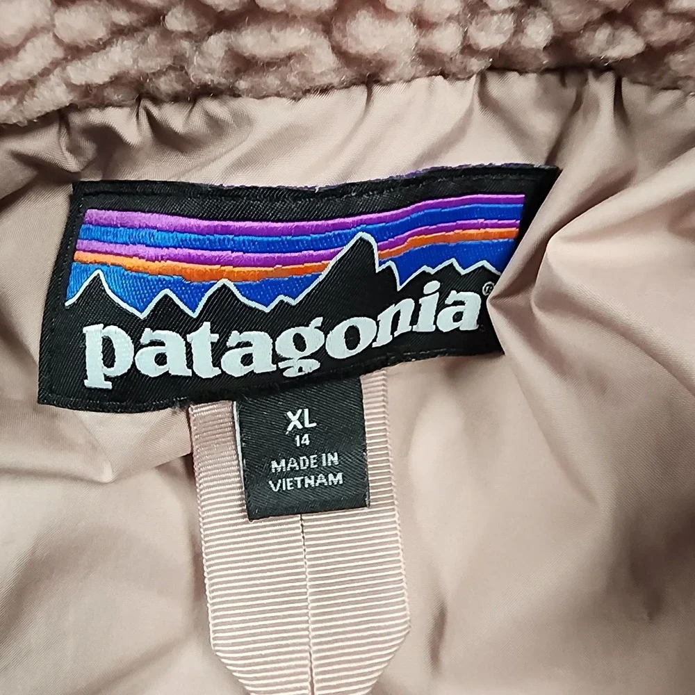 Patagonia Jacket Girls 14 Gray Down Puffer Hooded Fleece Lined Winter Ski